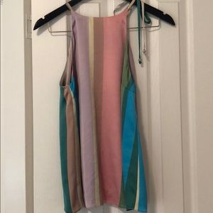 Zara Candy Stripe Open Back Swing Tank NWT